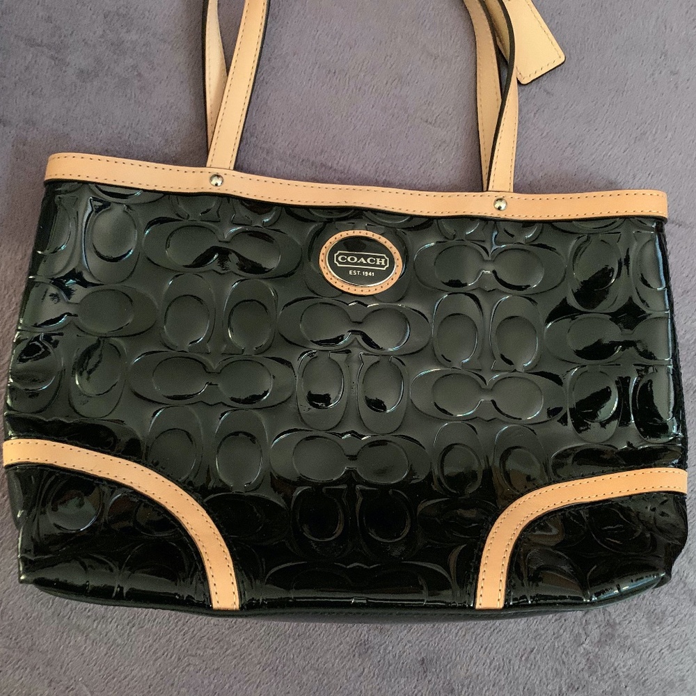 Coach mini tote with clasp closure